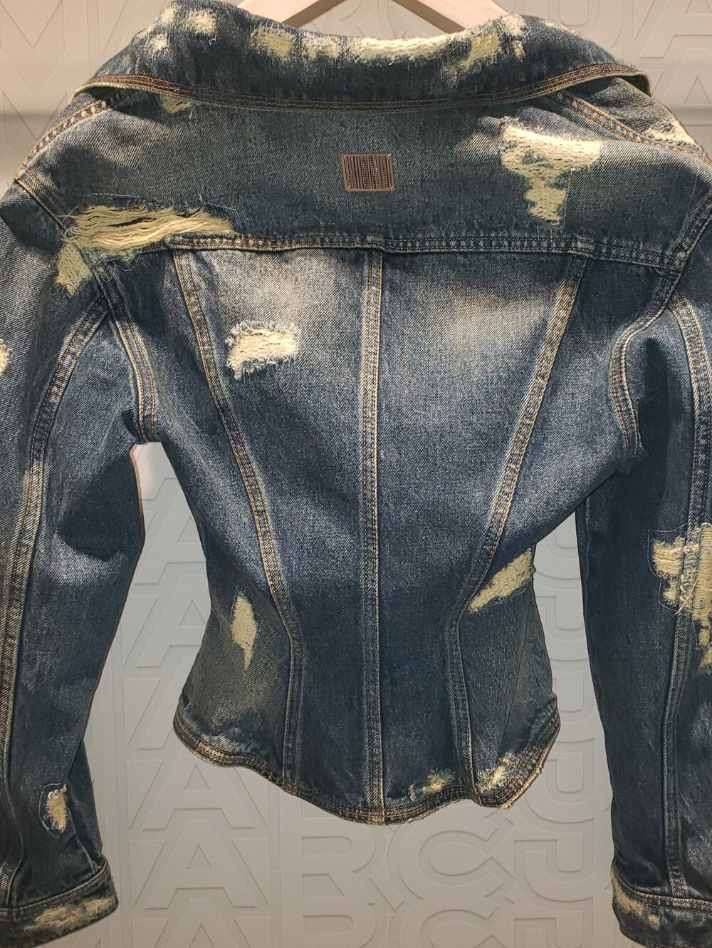 NWT Marc Jacobs Corset Fit Distressed Crop Denim Jean Jacket